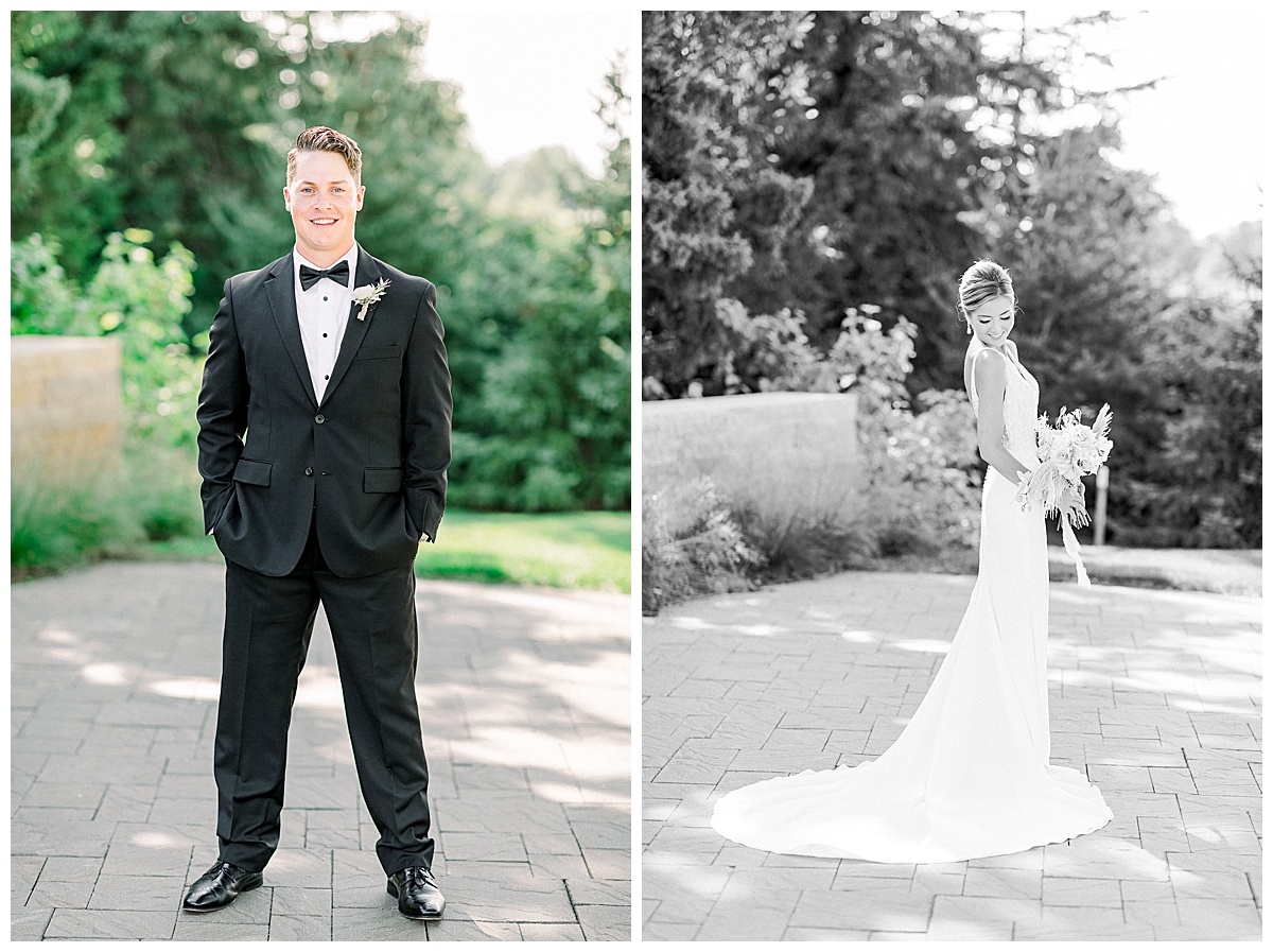 Bride and groom smile at Olympic Hills wedding