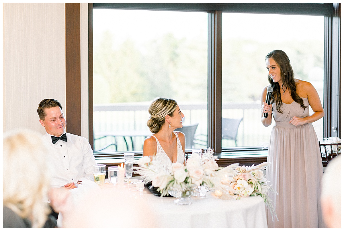 Maid of Honor gives wedding speech