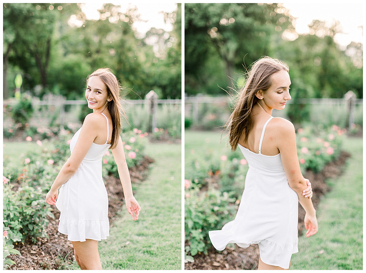 girl twirling in lyndale rose gardens
