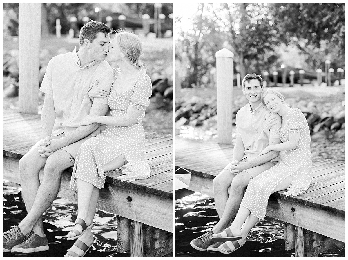 Couple sitting together on dock