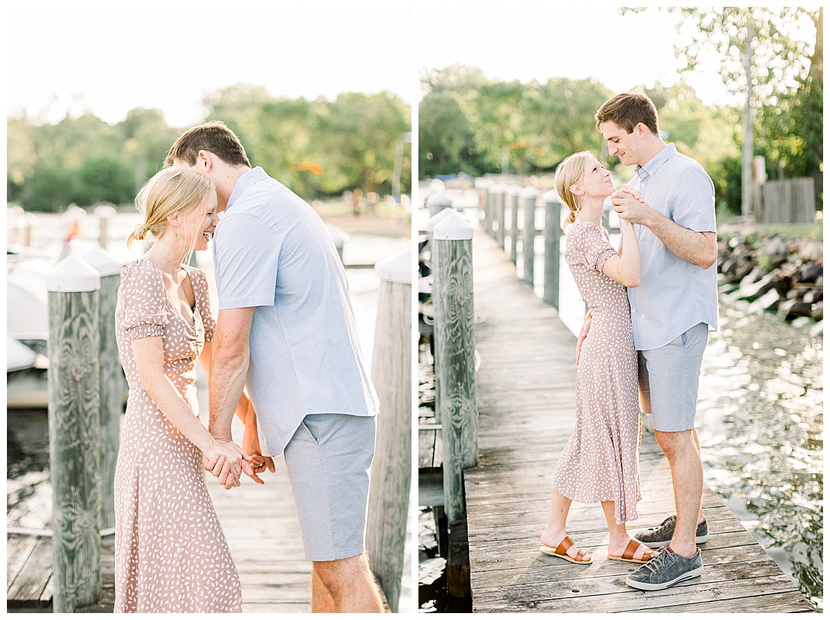 Couple laughing for engagement photos