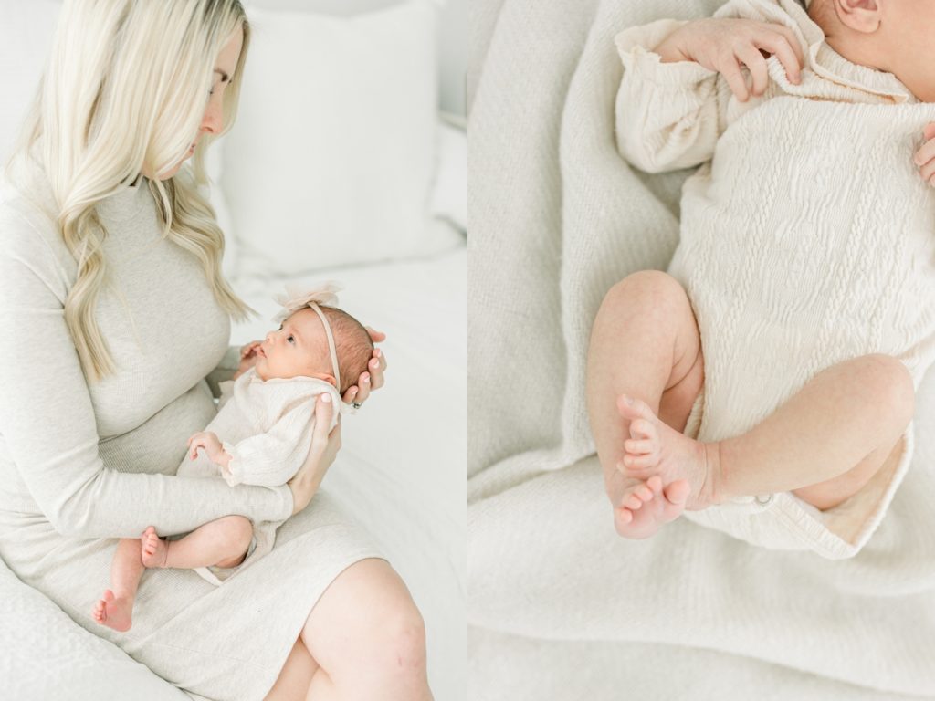 Newborn photos in photography studio